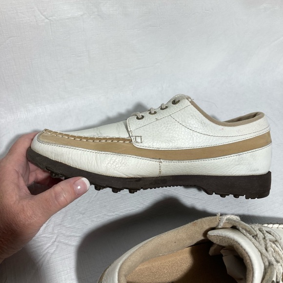 Footjoy Softjoys 98512 Golf shoes white tan leather spike less size 7.5 - Picture 6 of 11